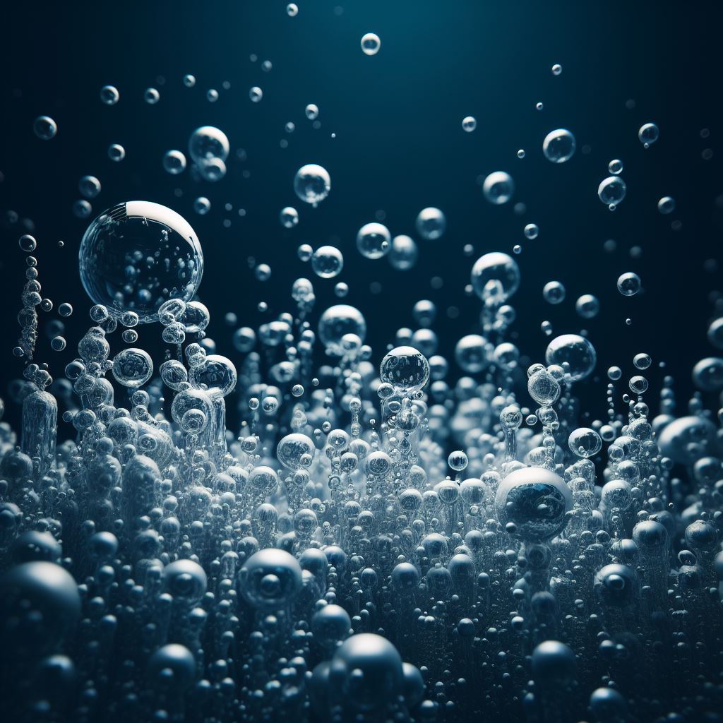 Пузырьки, поднимающиеся вверх во время кипения воды